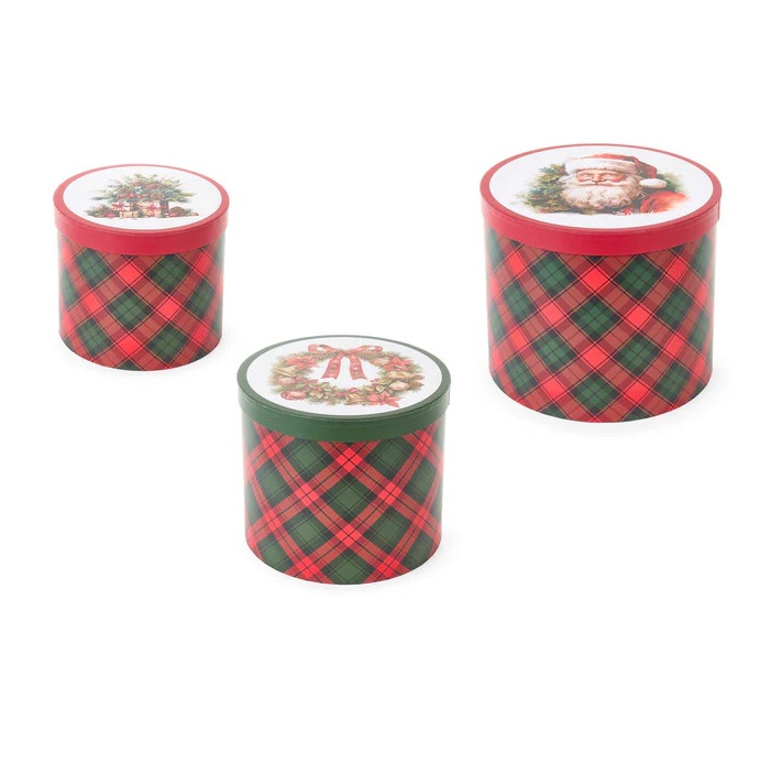 Set 3 scatole regalo tonde Coming - H.20-23-26 cm - Nuvole di Stoffa