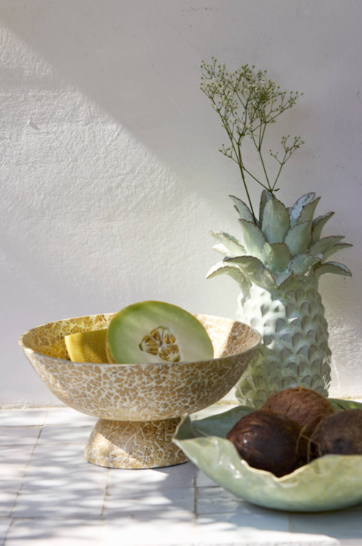 Vaso in ceramica ananas mod. NANASI verde menta - H.30.5x18 cm - Light e living