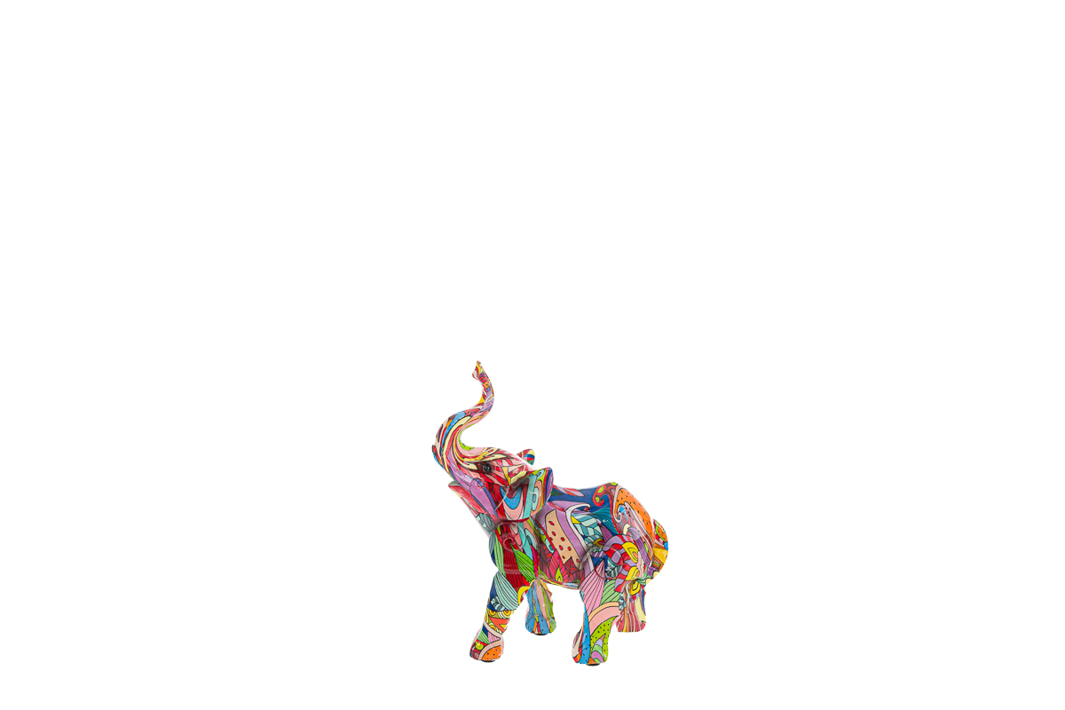 Elefante multicolor in resina - 14x5.5x18 cm - Le Stelle