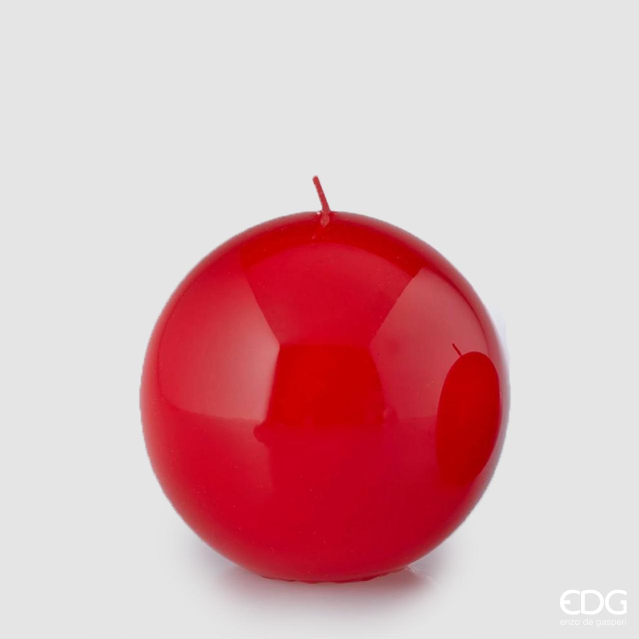 Candela a sfera rossa laccata - Diam.10 cm - EDG