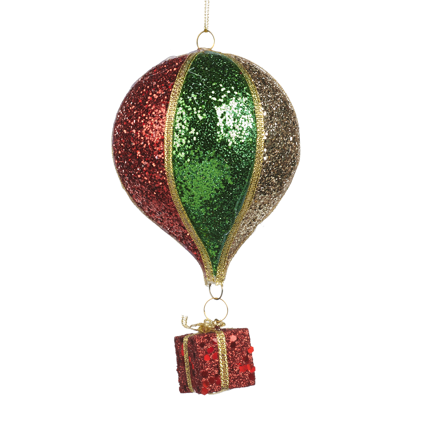 Decorazione natalizia mongolfiera glitterata - H. 15 cm - Collezione 2022 - Goodwill
