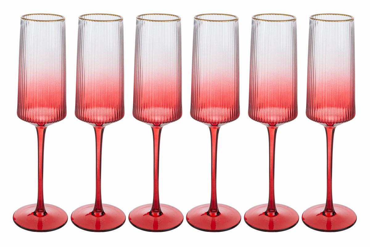 servizio 6 flute in vetro rosso - Le Stelle