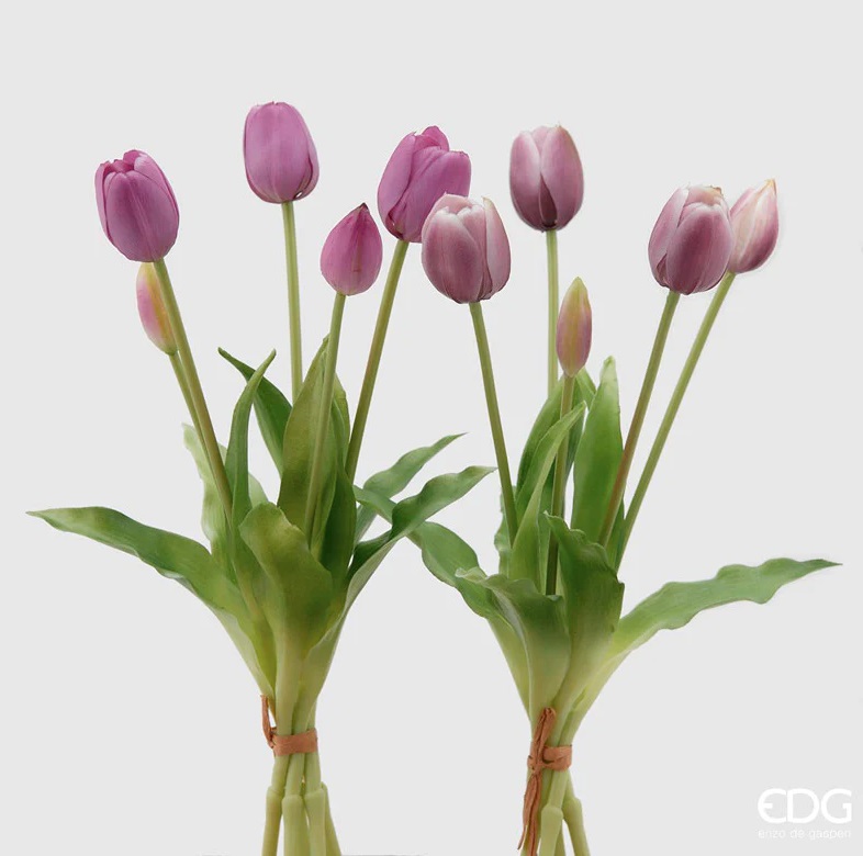 Bouquet di cinque tulipani artificiali sfumato lilla - Edg