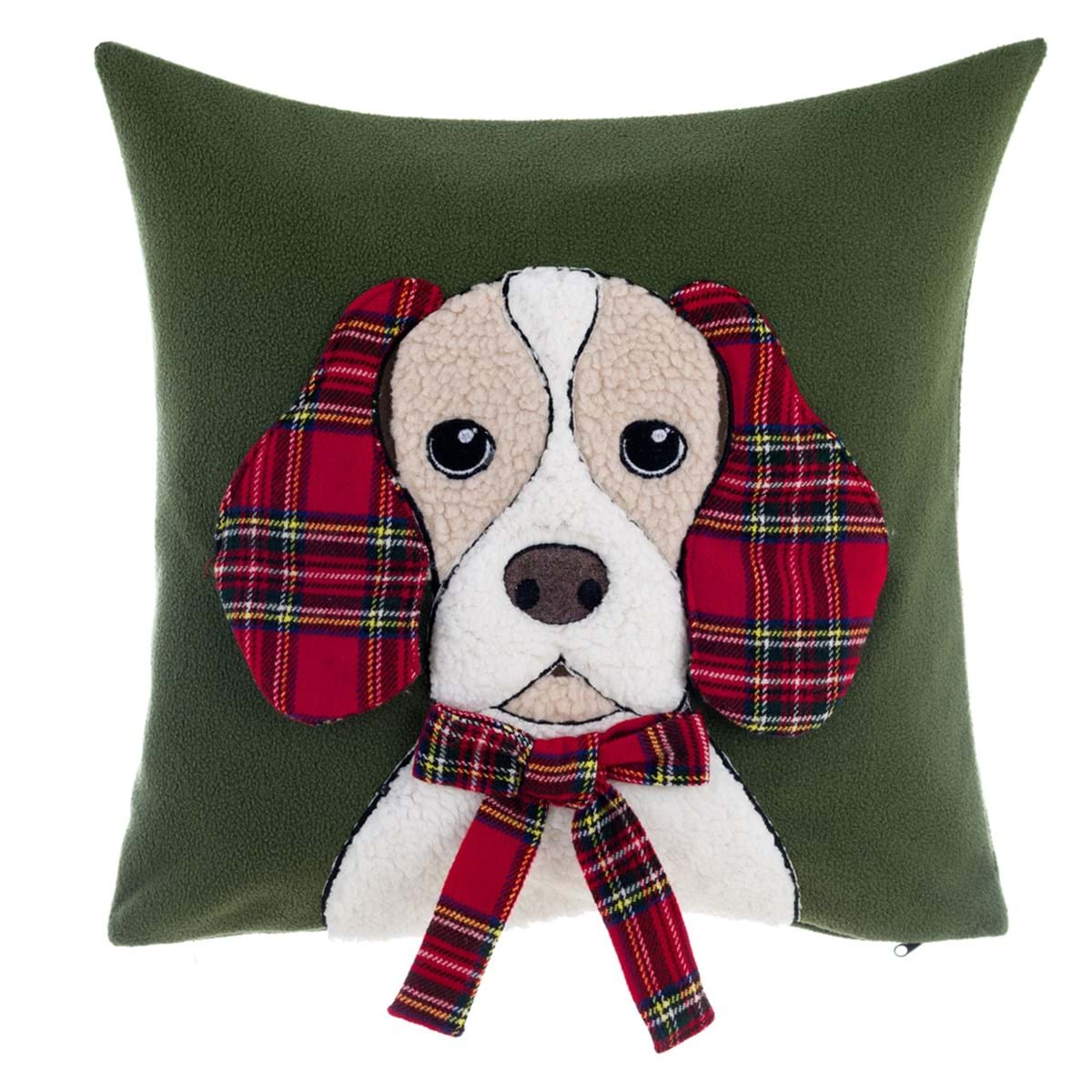 Cuscino natalizio con cane in pile - 45x45 cm - Collezione Lovely Pets -  Blanc Mariclò