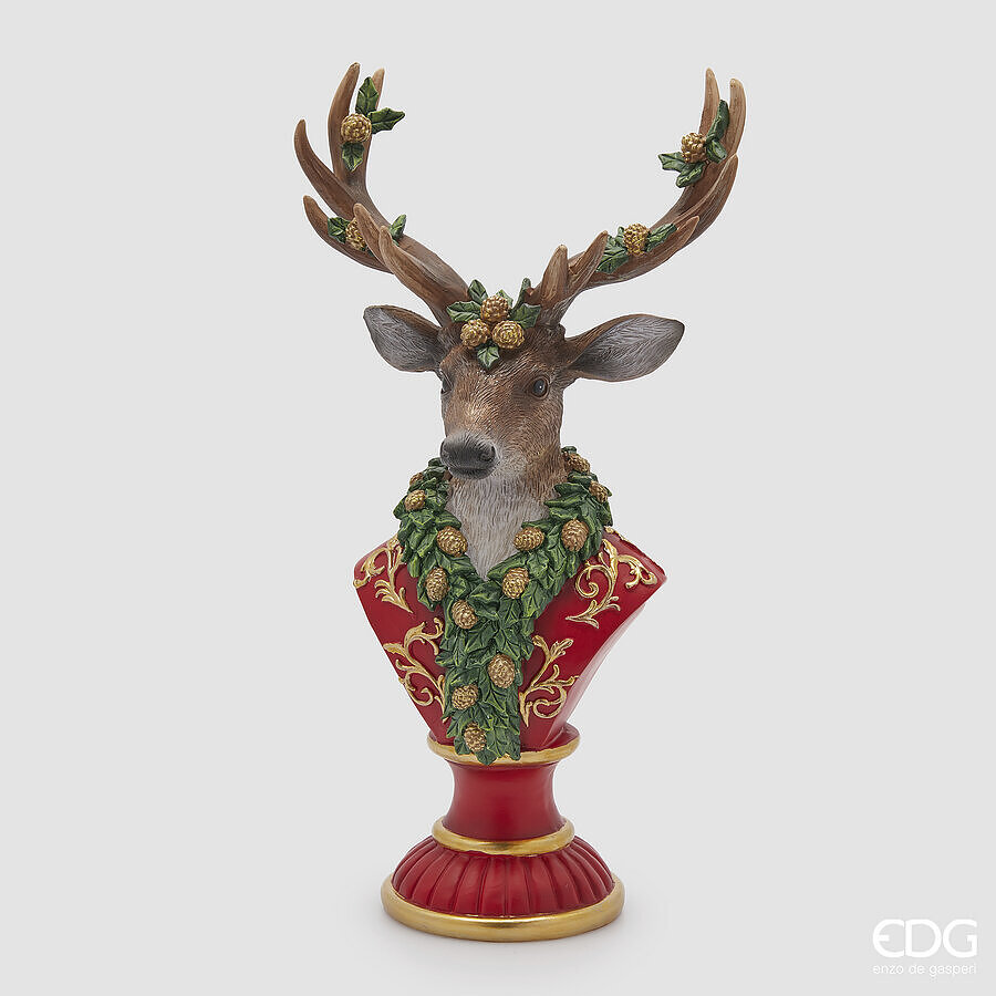 Statua decorativa mezzo busto renna in resina - H.39.5x21.5x13 cm - EDG