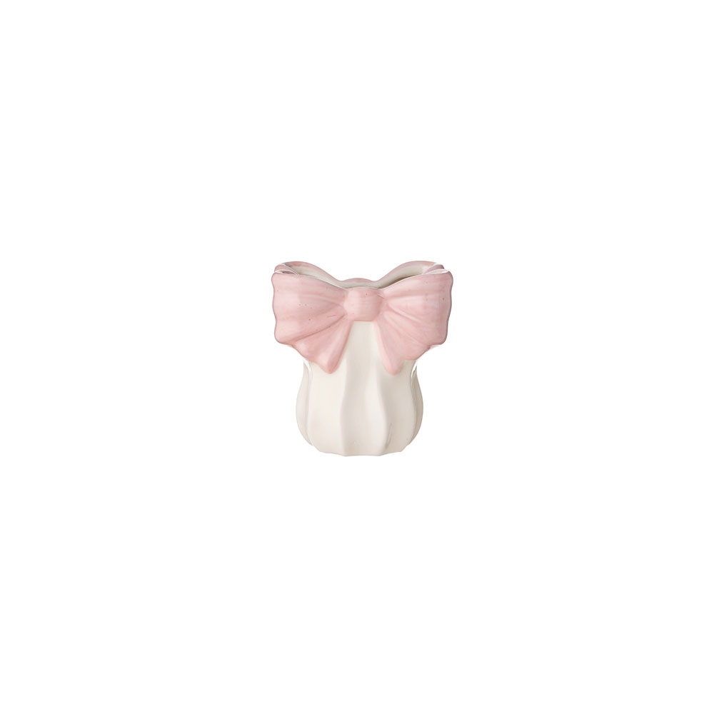 Vaso con fiocco rosa in ceramica - H.15.5x14 cm - L'Arte di Nacchi