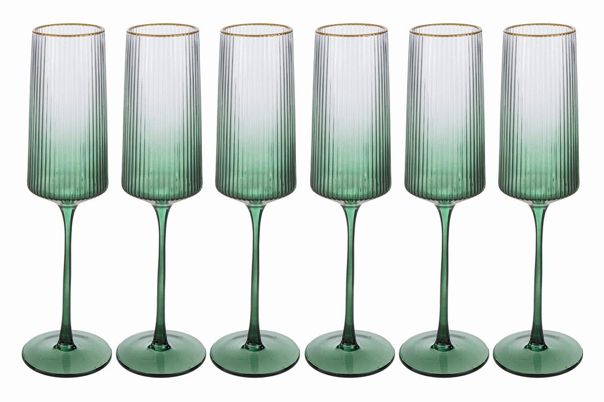 servizio 6 flute in vetro verde - Le Stelle