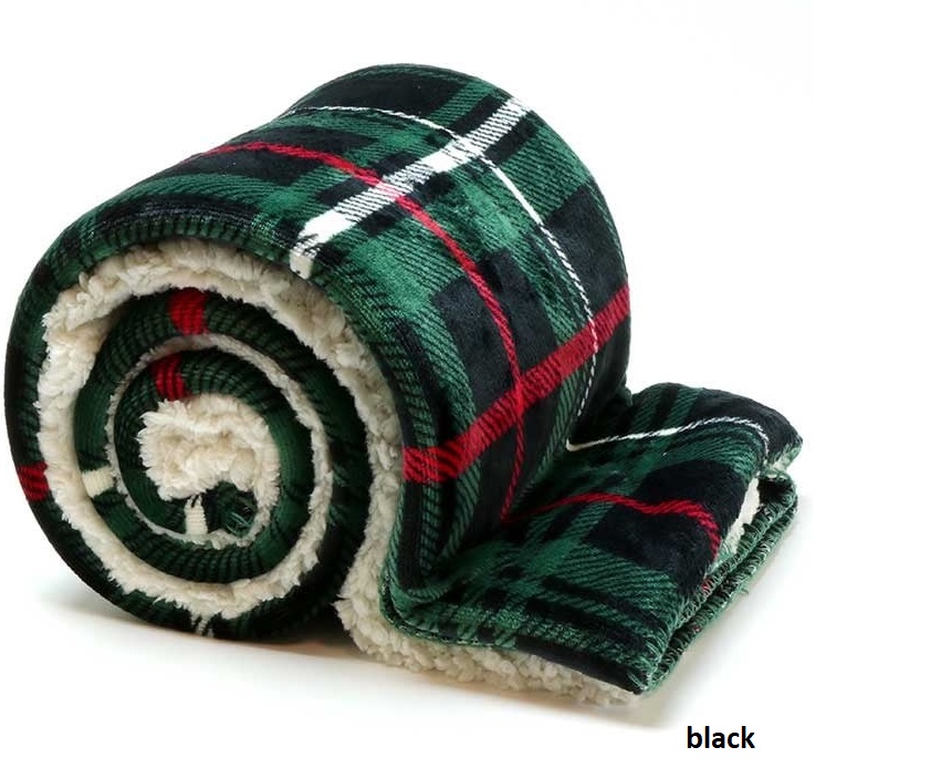 Plaid scozzese con pelliccia interna Larsson - 150x200 cm - vari colori - Unique Living