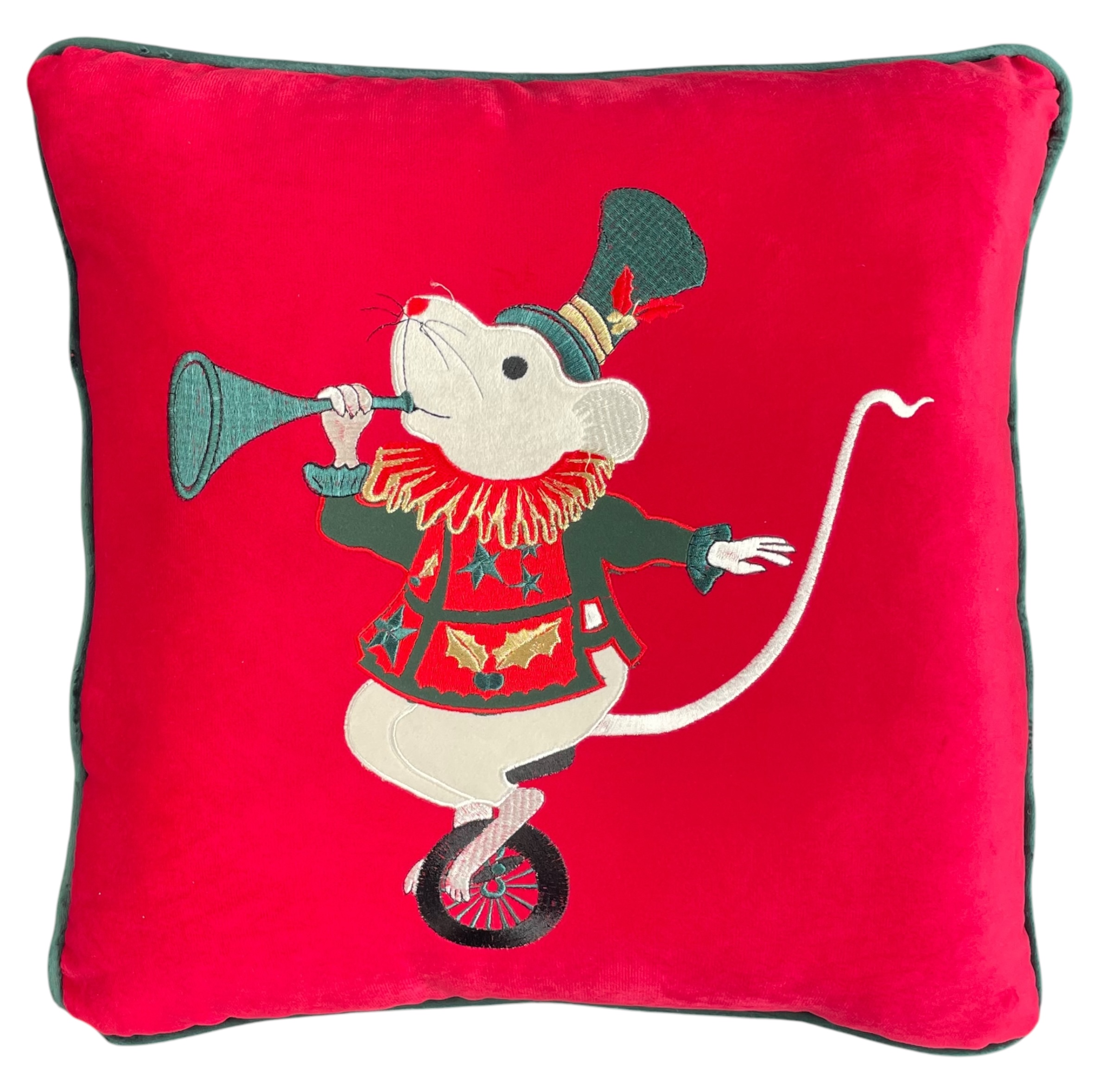 Cuscino quadrato natalizio in velluto CIRQUE DE NOEL - 47x47 cm - vari colori - Clodette