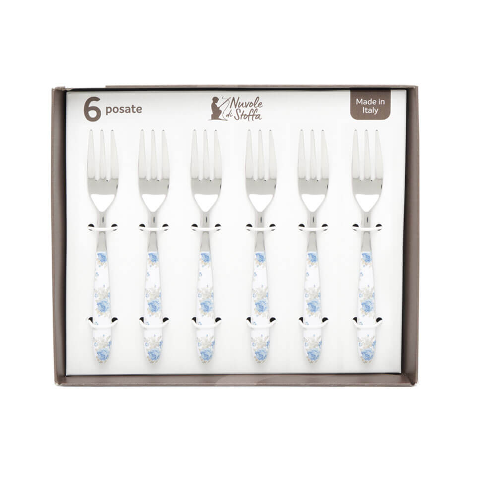 Set 6 forchettine da dolce con manico in porcellana a fiorellini linea Camilla - Nuvole di stoffa