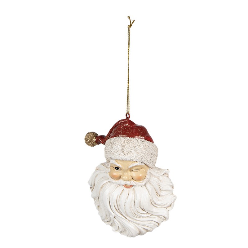 Decorazione natalizia testa babbo natale in resina - 12 cm - Clayre & Eef