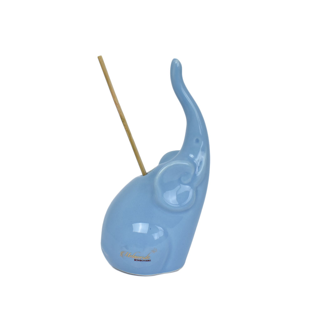 Profumatore elefante in ceramica col. Azzurro - H.17 cm - Melaverde