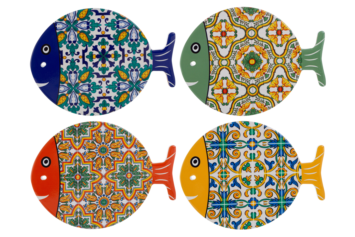 Poggia pentola pesciolino in ceramica c/astuccio - 4 colori ass - 21x28 cm - Le Stelle