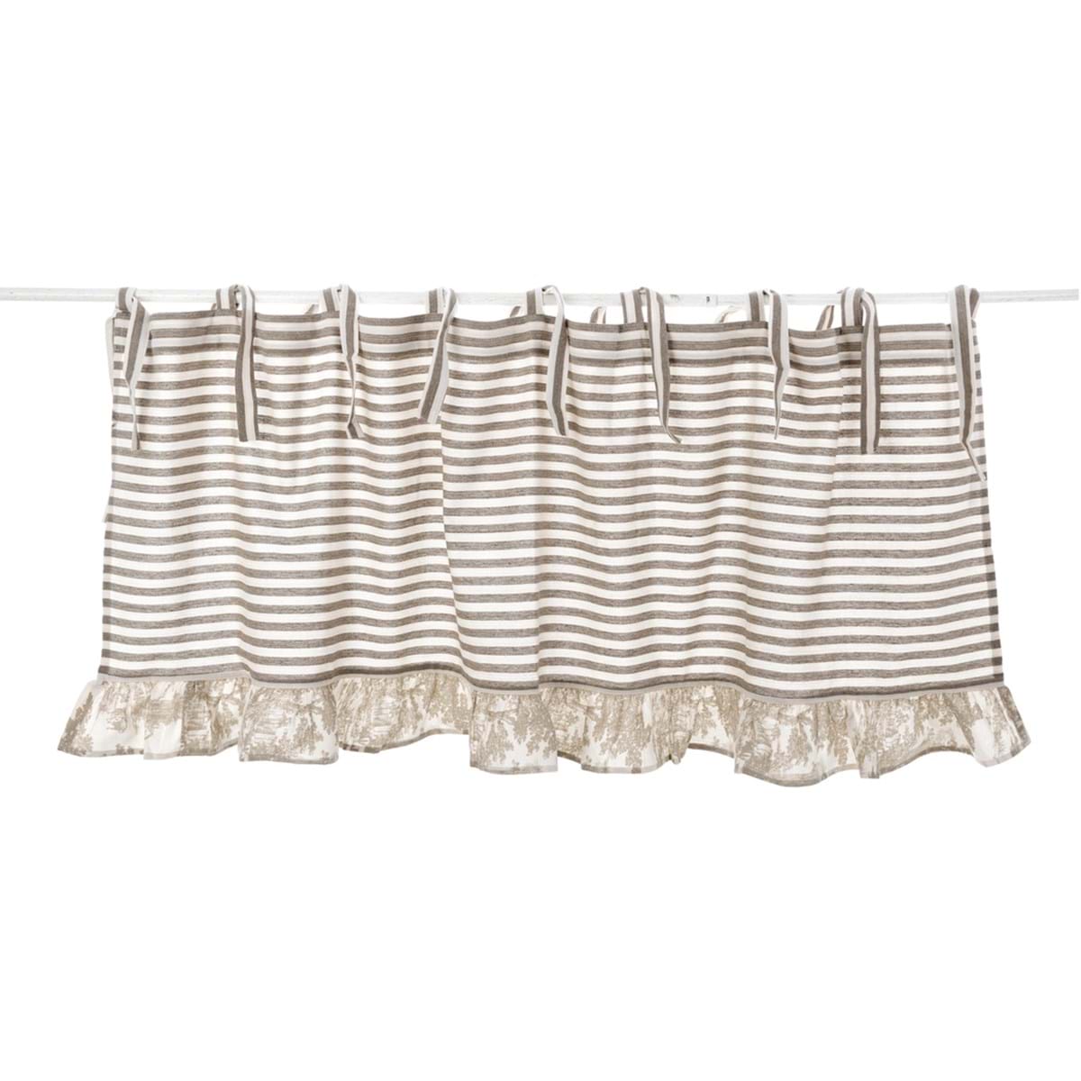 Mantovana con gala in cotone a righe - 60x160 cm - Blanc Mariclo