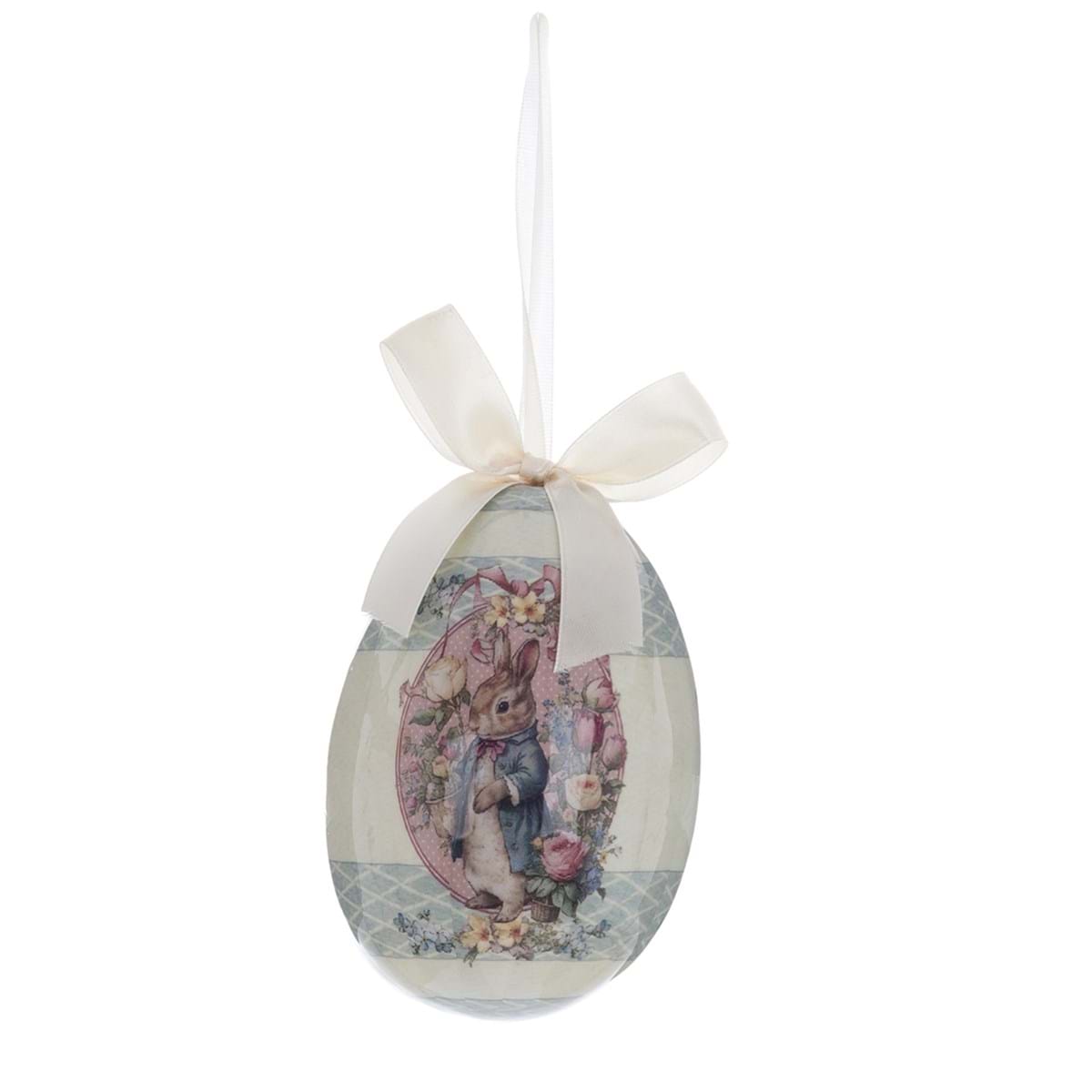 Decorazione uovo di pasqua in plastica - Collezione JOYEUSES PÂQUES - 8x12 cm - Blanc Mariclo