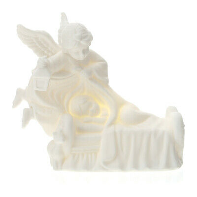 Lampada angelo custode in porcellana bisquit con luce a led batteria inclusa - 15x13 cm  Hervit
