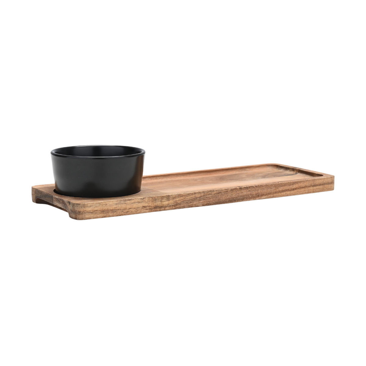 Vassoio da portata in legno di acacia con ciotola in ceramica - 30x11 cm - Estia
