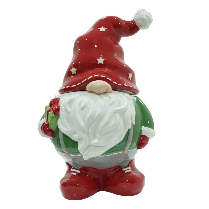 Porta Biscotti Natalizio in Ceramica -  H.30,5 cm - stile