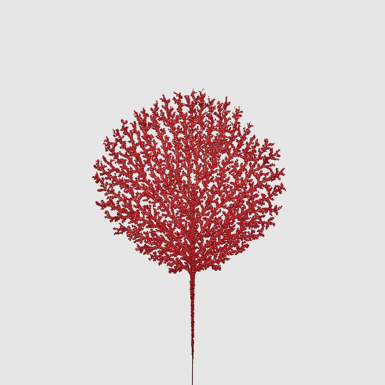 Fiore artificiale corallo rosso glitter - H.48 cm - EDG
