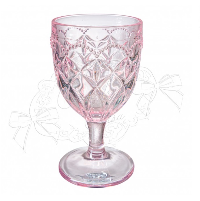 Set 6 calici da vino in vetro rosa cipria PEARL - H.15x8 cm - 250 ML - Coccole di Casa