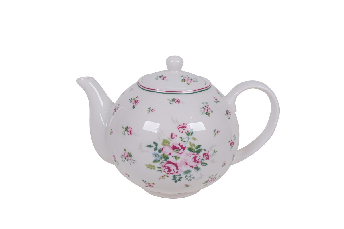 Teiera in porcellana con roselline - Linea Lisa 1 L - Isabelle Rose