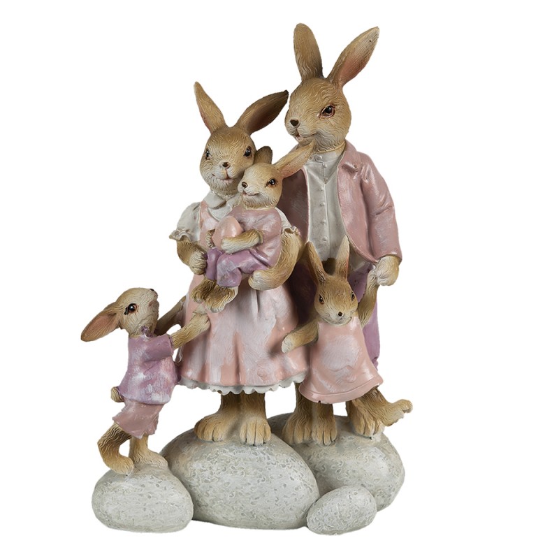 Statua coniglietti famiglia felice in resina - 11x6x18 cm - Clayre & Eef