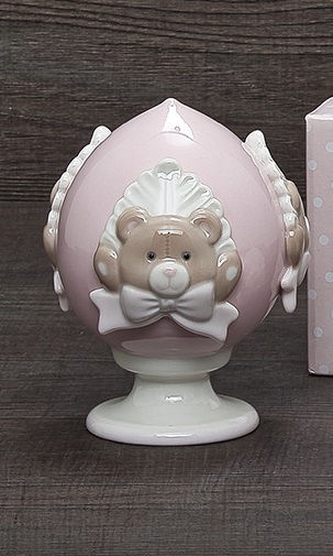 Pumo in ceramica orsetto rosa - H.14 cm - Henriette