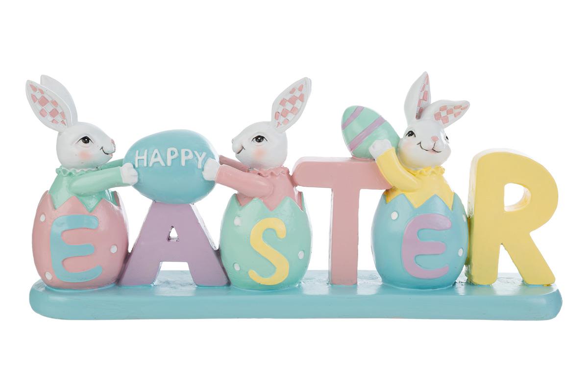 Scritta Easter in resina con coniglietti - H.12x30 cm - Le Stelle