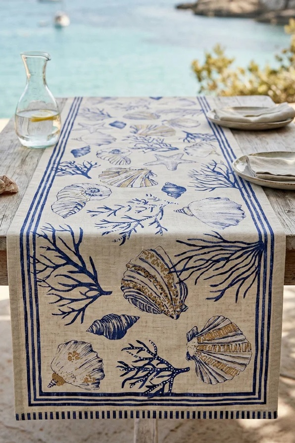 Runner in cotone c/conchiglie - Linea Sardinia - 160x45 cm - Clodette