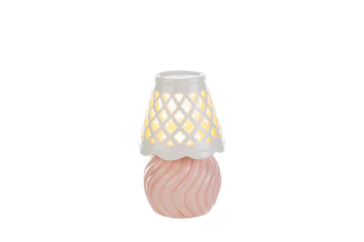 Lampada a led in porcellana rosa c/shopper - H.13.5x8.5 cm - Le Stelle