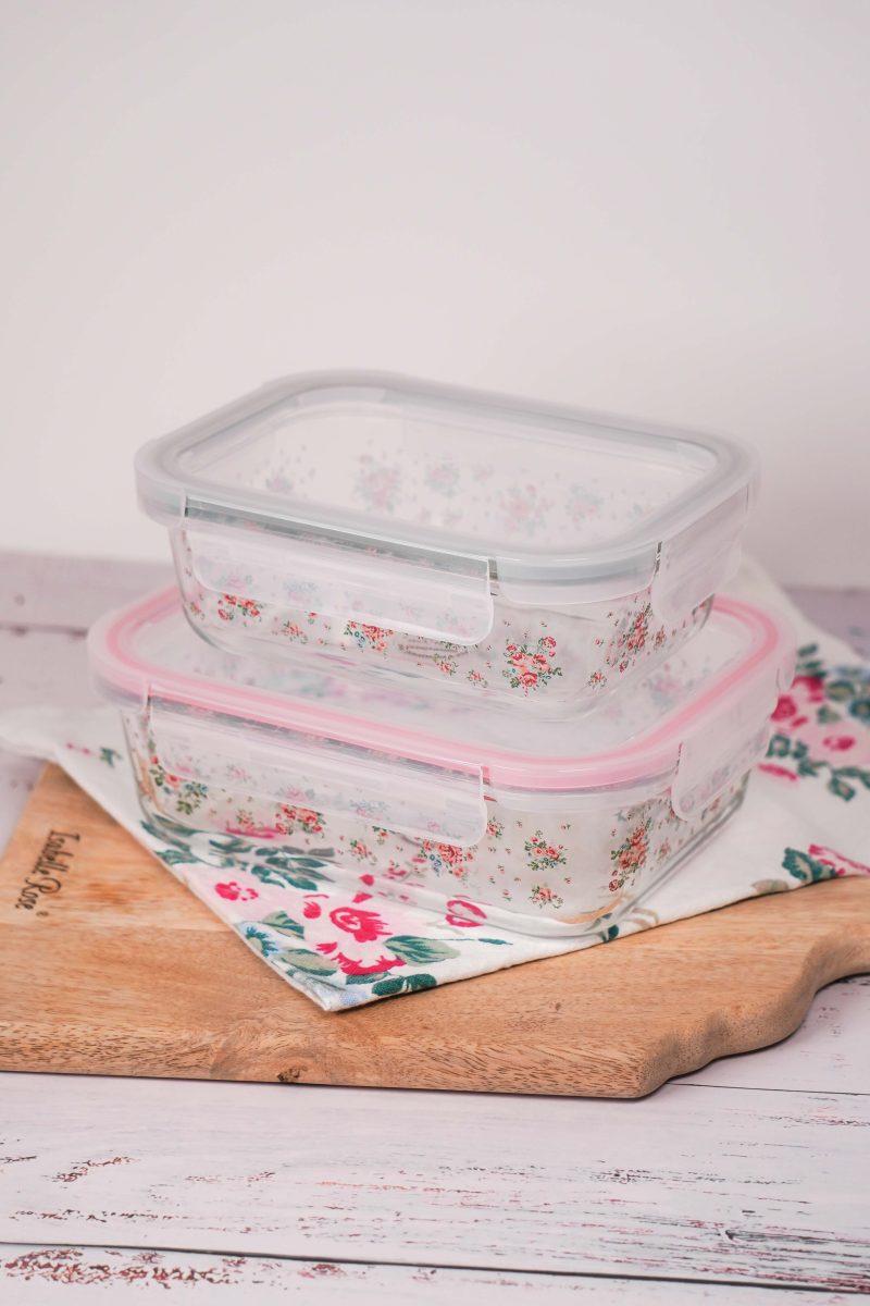 Set 2 contenitori in vetro con coperchio - Linea Lisa - 640 ml/ 1050 ml- Isabelle Rose