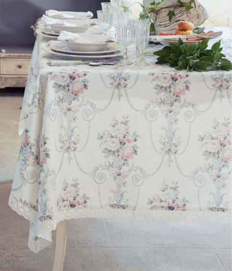 Tovaglia con gala linea Vintage Floral - 160x240 - blancmariclo
