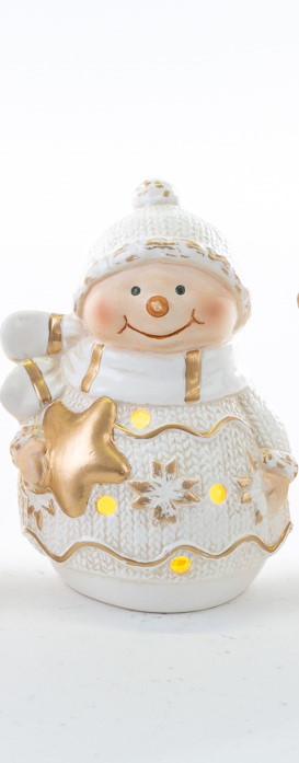 Soggetto natalizio pupazzo di neve con led - h. 12 cm - Le stelle