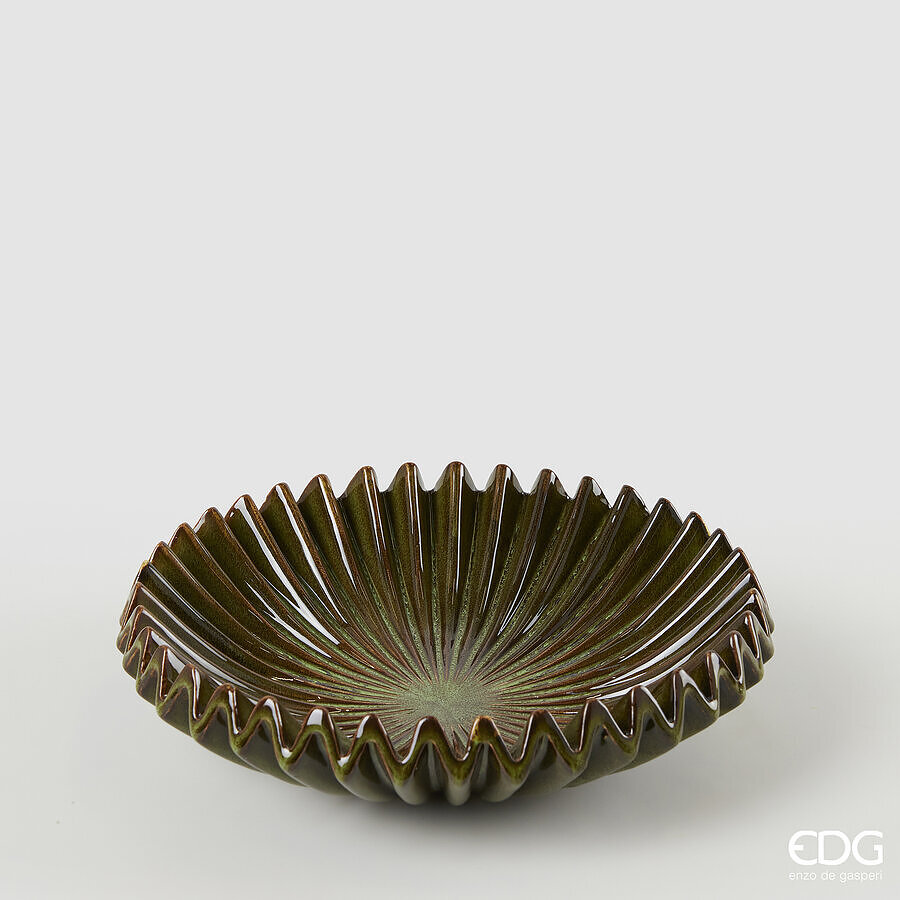 Centrotavola raggiera rotondo in ceramica verde - diam.29 cm - EDG