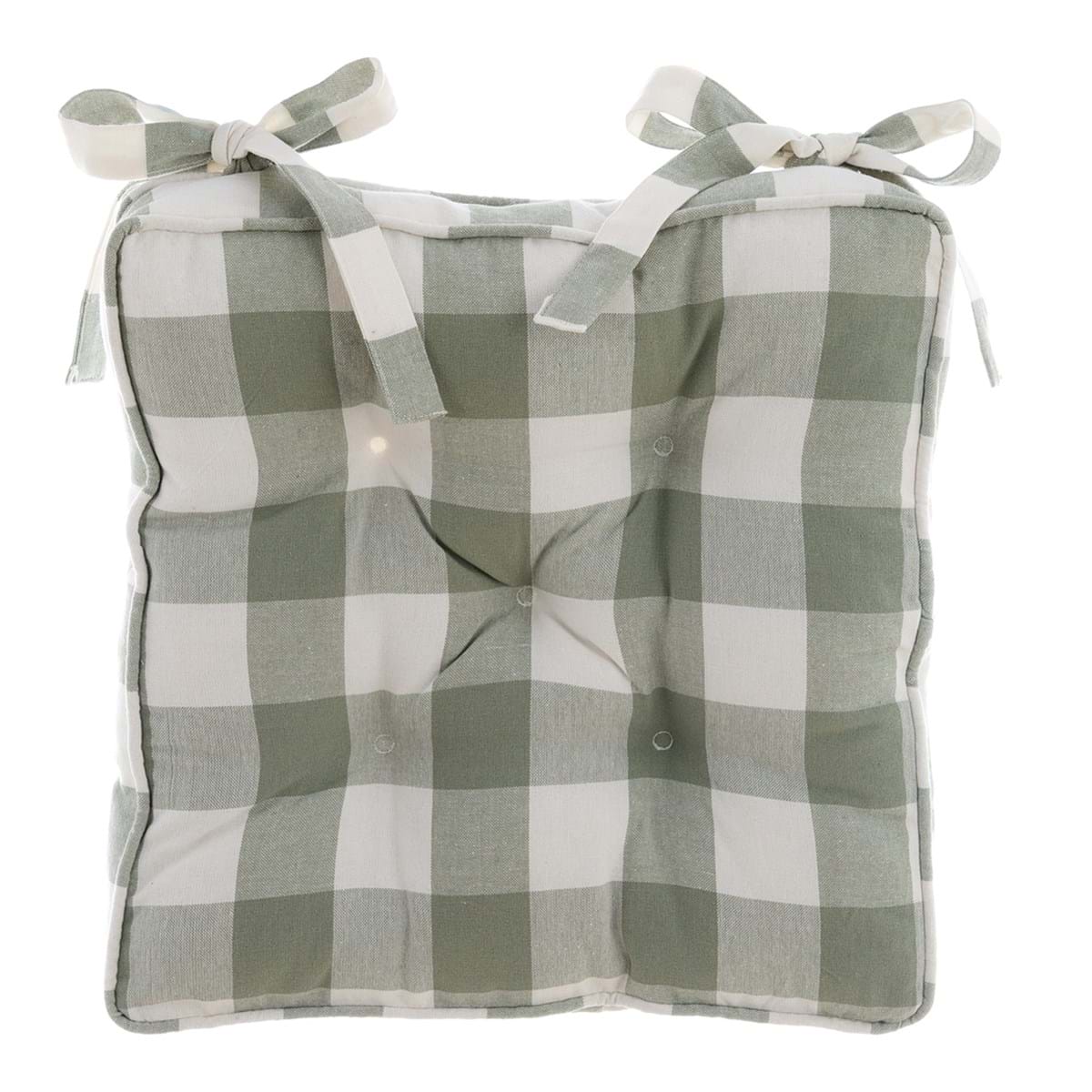 Cuscino da sedia polifilled verde a quadri Bolgheri - 40x40 cm - Blanc Mariclo