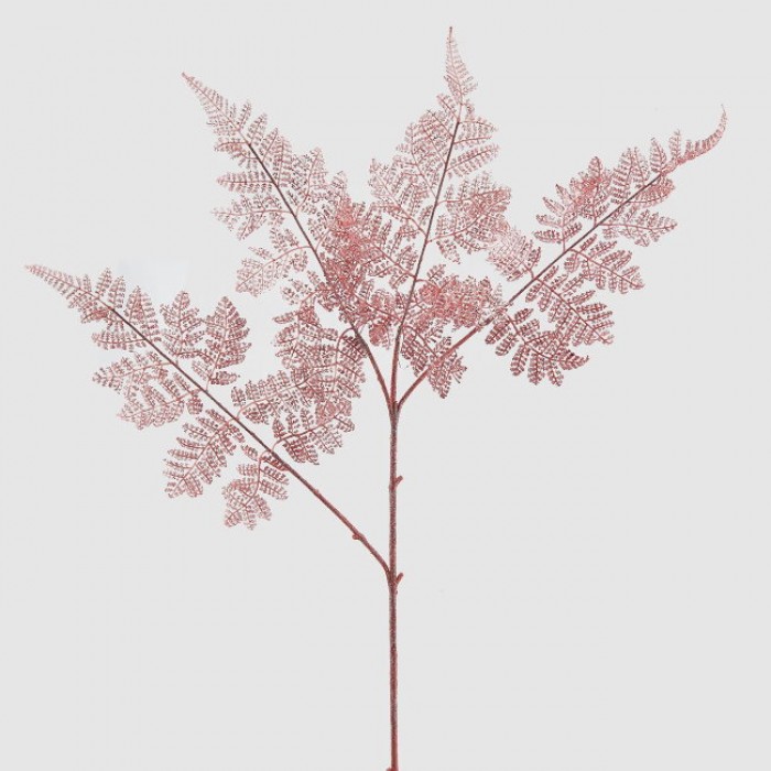 Ramo decorativo con foglie glitterate rosa - h. 80 cm - EDG