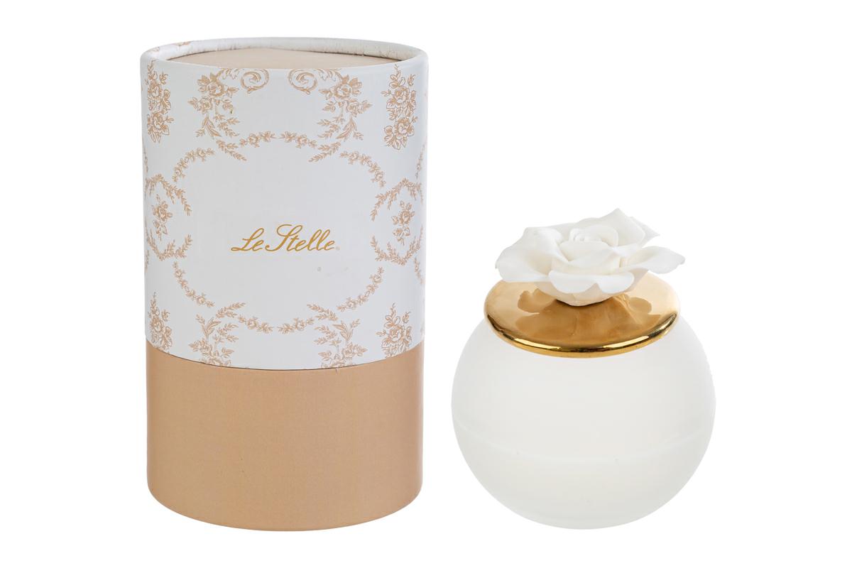 Candela rosa col.Bianco c/astuccio - H.9x7.5 cm - Le Stelle
