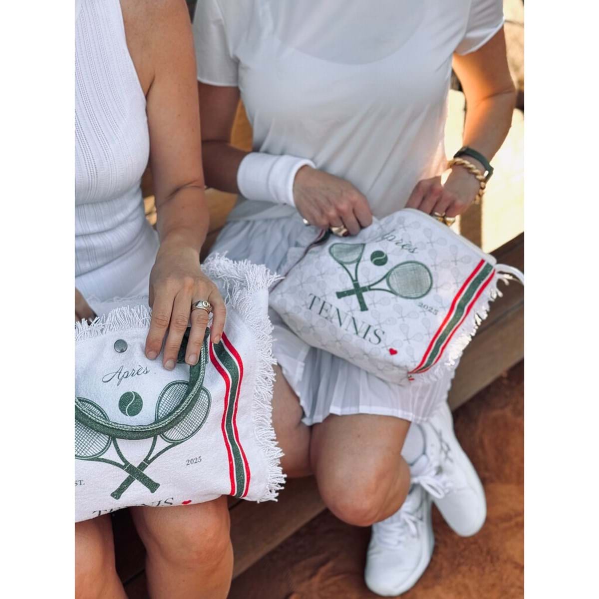 Pouch stampata in cotone - 30x9x20 cm - Collezione Apres Tennis - Blanc Mariclo