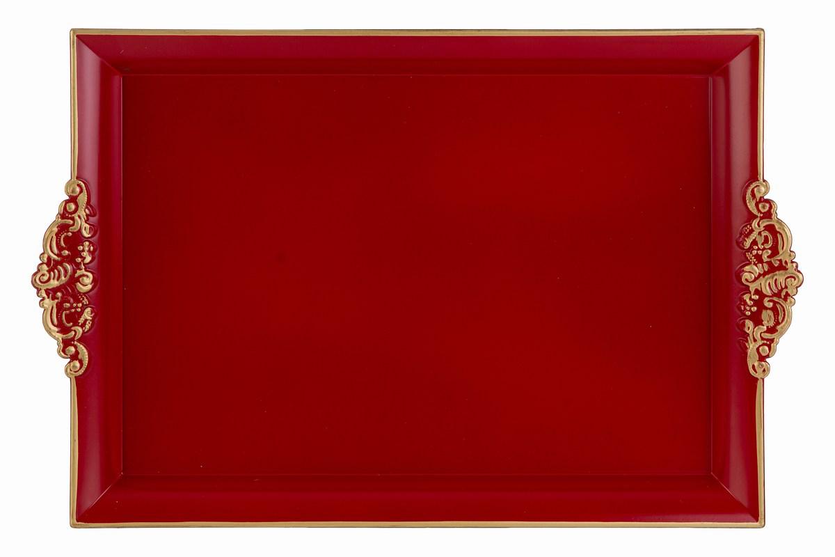 Vassoio natalizio in melamina rosso/oro - 40x26 cm - Le Stelle