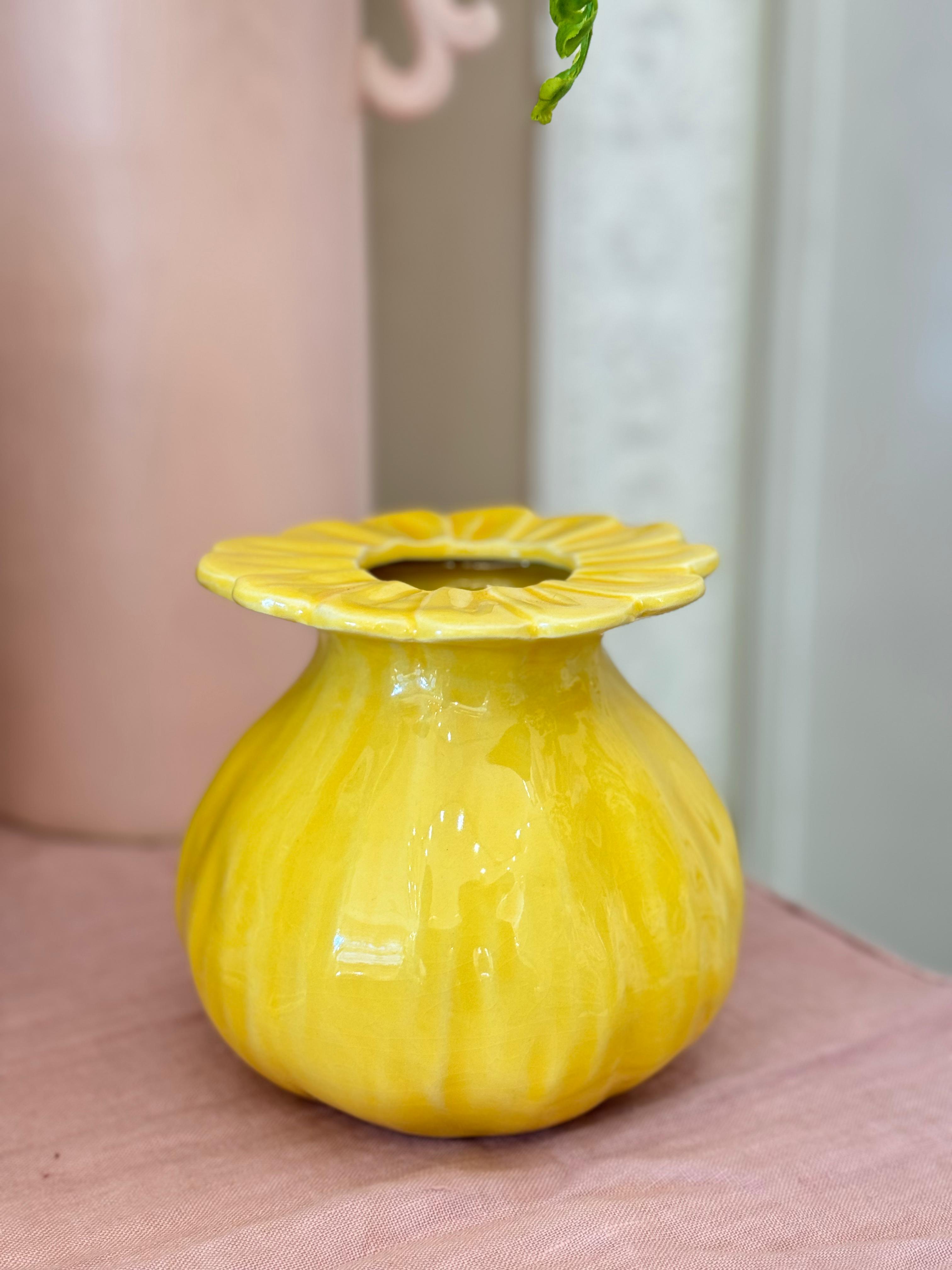 Vaso a fiore giallo in ceramica - H.13 cm - Light & Living