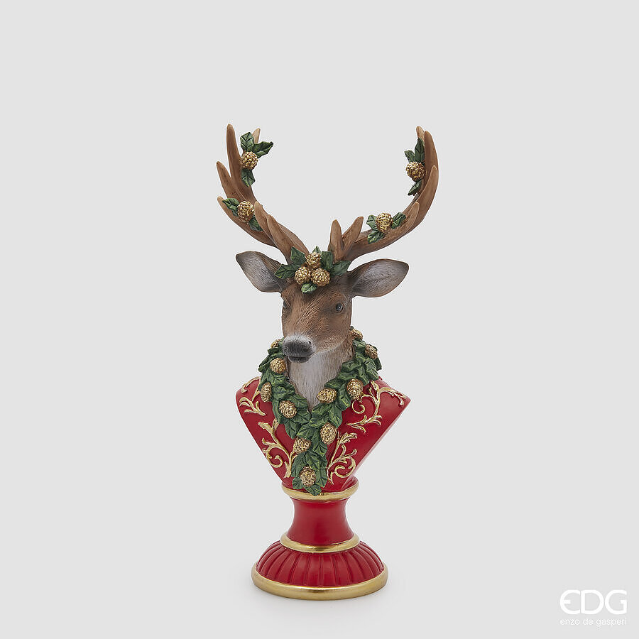 Statua decorativa mezzo busto renna in resina - H.33x16x12.5 cm - EDG