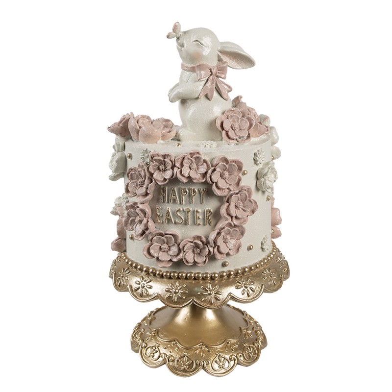Torta decorativa in resina con coniglio Happy Easter - H.32x18 cm - Clayre e Eef