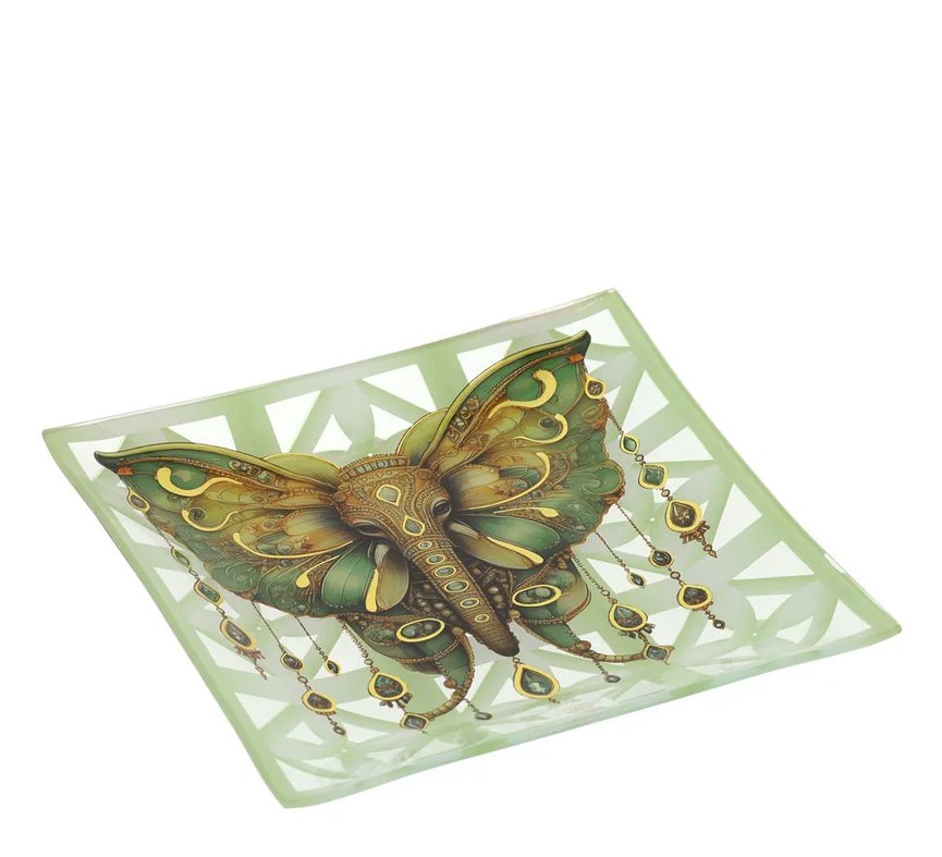 Piatto vetro elefante Animalgem - 20x20 cm - Hervit