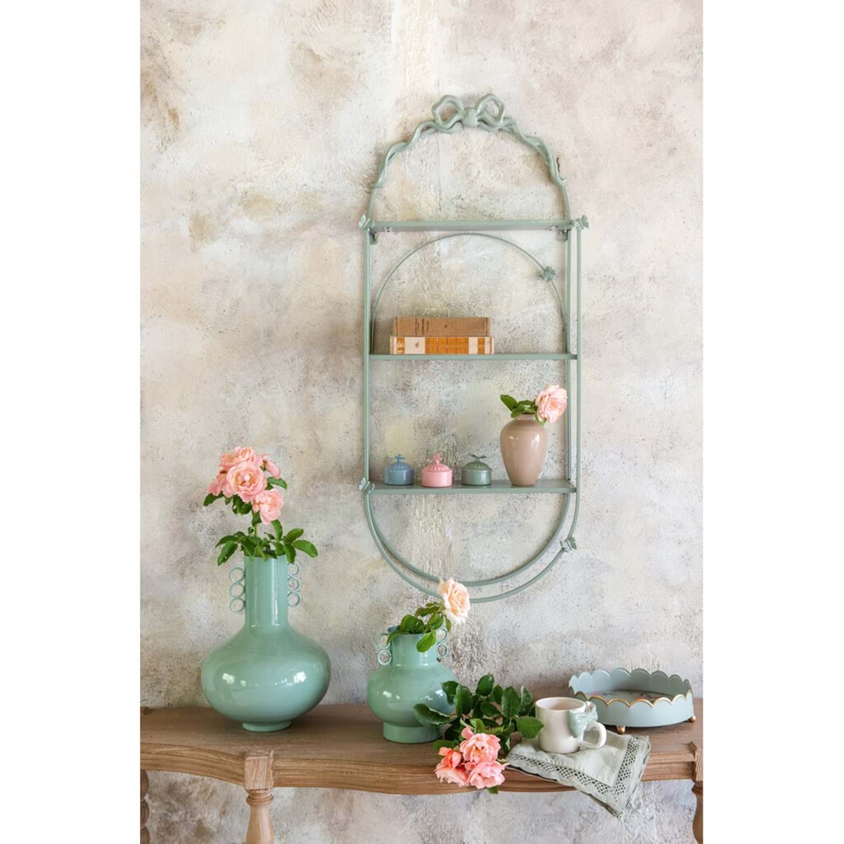 Vaso decorativo in metallo verde - Linea Carmen - H.20x18 cm - Blanc Mariclo
