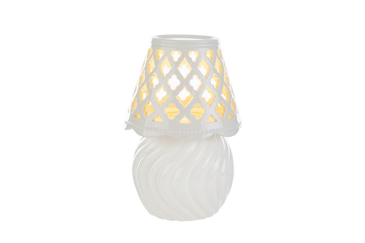 Lampada a led in porcellana bianca c/shopper - H.17x11.5 cm - Le Stelle