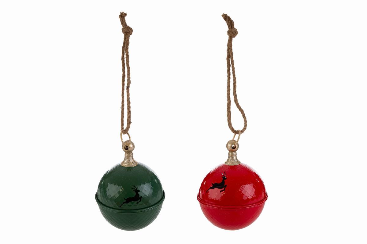 Sfera natalizia da appendere in metallo - 2 ass - 22x16,5 cm - Le Stelle