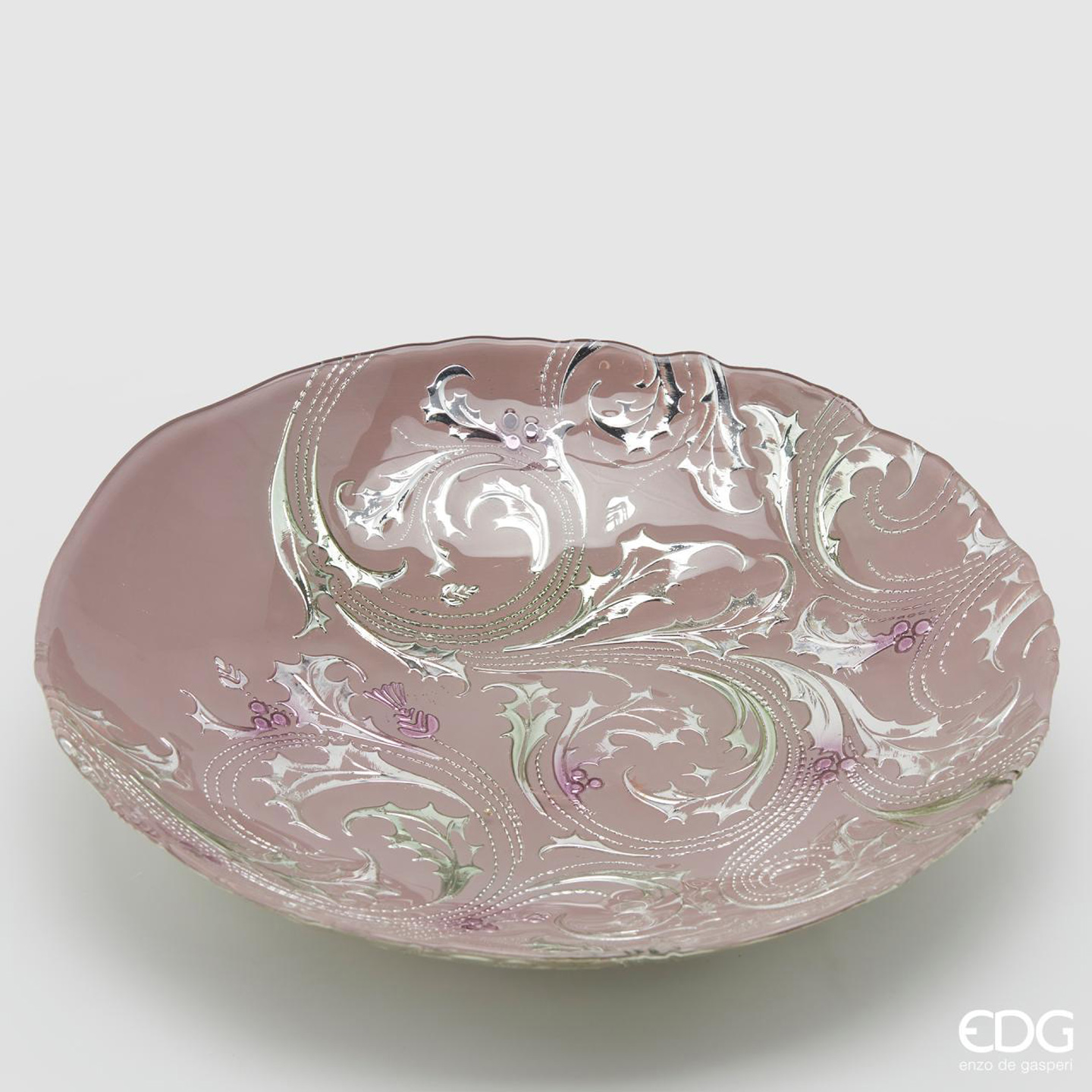 Piatto Bisanzio lilla con agrifogli a rilievo - diam. 28 cm - EDG