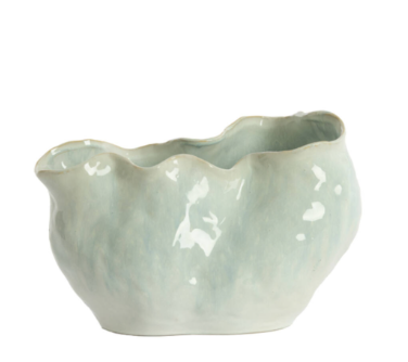 Vaso in ceramica azzurro e crema mod.TELMO - 36x21.5x24.5 cm - Light e Living