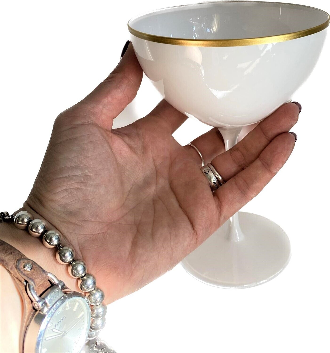 Set 6 coppe champagne bianco con filo oro Chamonix- 350 ml - Fade