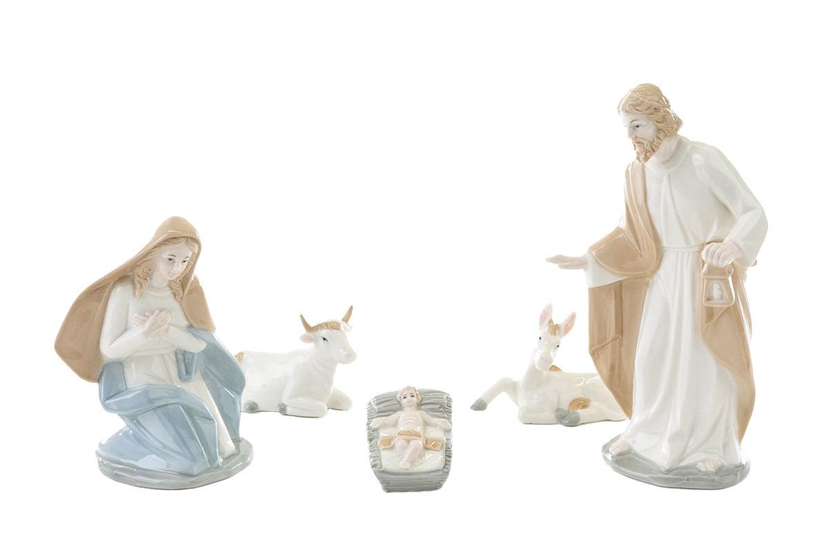 Set 5 pezzi natività in porcellana - H.20 cm